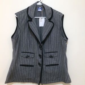 Cheppu Vest Ladies Size XL Black White Pinstripe